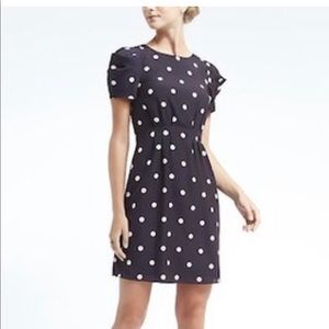 BR Navy Polka-Dot Cap Sleeve dress